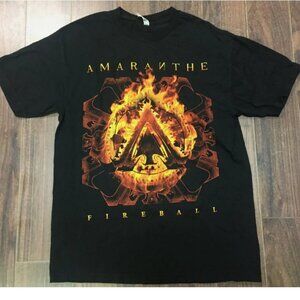 Vtg Rock Band T shirt Amaranthe Fireball Maximalism Black Cotton Large Chest 38"